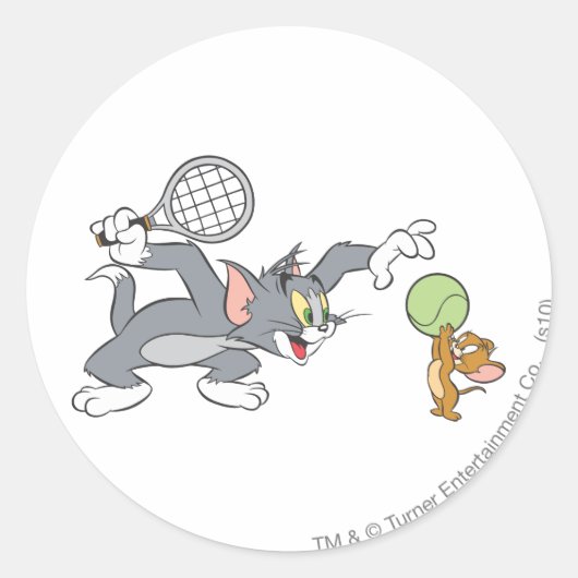 Tom und Jerry Tennis Stars 2 Runder Aufkleber (Vorderseite)