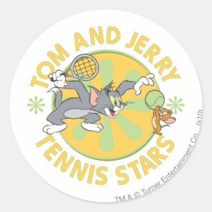 Tom und Jerry Tennis Stars 5 Runder Aufkleber