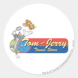 Tom und Jerry Tennis Stars 6 Runder Aufkleber