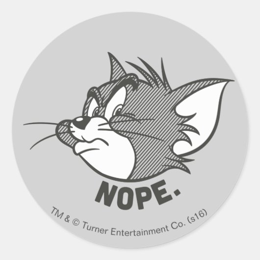 Tom und Jerry | Tom sagt "Nope" Runder Aufkleber (Vorderseite)