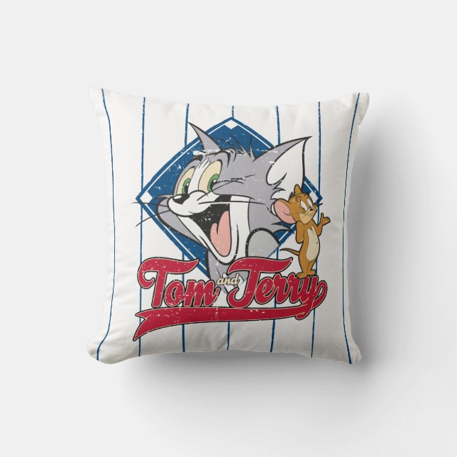 Tom und Jerry | Tom und Jerry auf Baseball Diamond Kissen (Vorderseite)