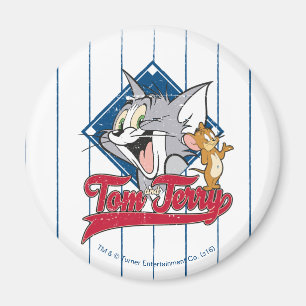 Tom und Jerry   Tom und Jerry auf Baseball Diamond Magnet