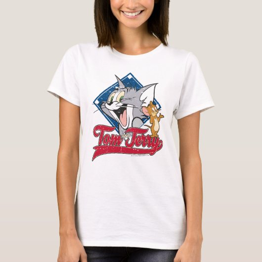 Tom und Jerry | Tom und Jerry auf Baseball Diamond T-Shirt (Vorderseite)