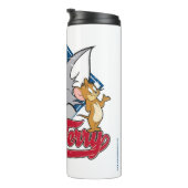 Tom und Jerry | Tom und Jerry auf Baseball Diamond Thermosbecher (Nach rechts gedreht)