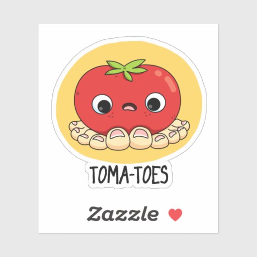 Toma-Zehen Funny Tomato with Toes Pun Aufkleber (Blatt)
