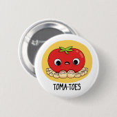 Toma-Zehen Funny Tomato with Toes Pun Button (Vorne & Hinten)