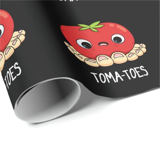 Toma-Zehen Funny Tomato with Toes Pun Dark BG Geschenkpapier (Rolleneckpunkt)