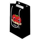 Toma-Zehen Funny Tomato with Toes Pun Dark BG Kleine Geschenktüte (Vorderseite Schrägansicht)