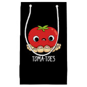 Toma-Zehen Funny Tomato with Toes Pun Dark BG Kleine Geschenktüte (Vorderseite)
