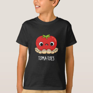 Toma-Zehen Funny Tomato with Toes Pun Dark BG T-Shirt