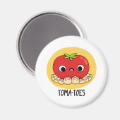 Toma-Zehen Funny Tomato with Toes Pun Magnet (Vorderseite/Rückseite)