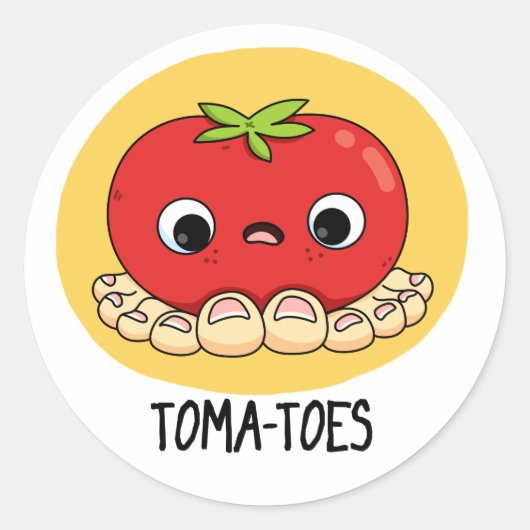 Toma-Zehen Funny Tomato with Toes Pun Runder Aufkleber (Vorderseite)