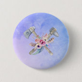 Tomahawk Feathers and Blume Aquarelldesign Button (Vorderseite)