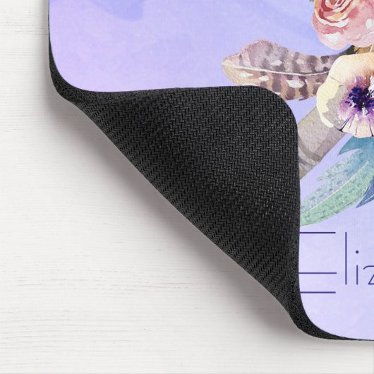 Tomahawk Feathers and Blume Aquarelldesign Mousepad (Ecke)