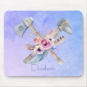 Tomahawk Feathers and Blume Aquarelldesign Mousepad (Vorne)