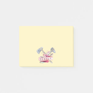 Tomahawk Hammer und Blume Aquarellgestaltung Post-it Klebezettel