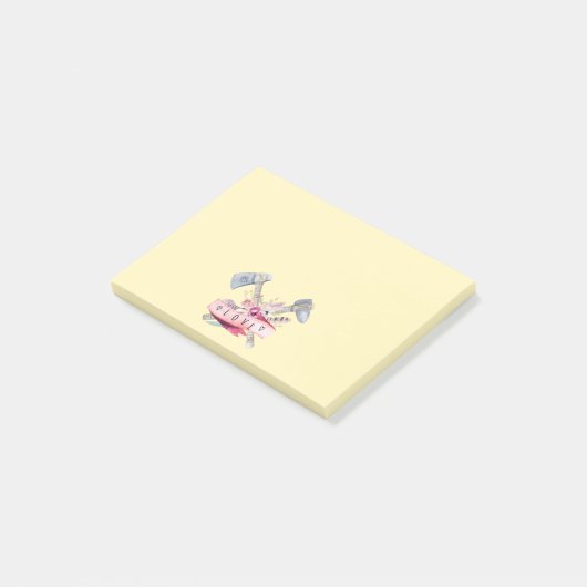 Tomahawk Hammer und Blume Aquarellgestaltung Post-it Klebezettel (angewinkelt)