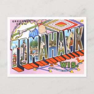 Tomahawk, Wisconsin Vintage Große Buchstaben Postk Postkarte