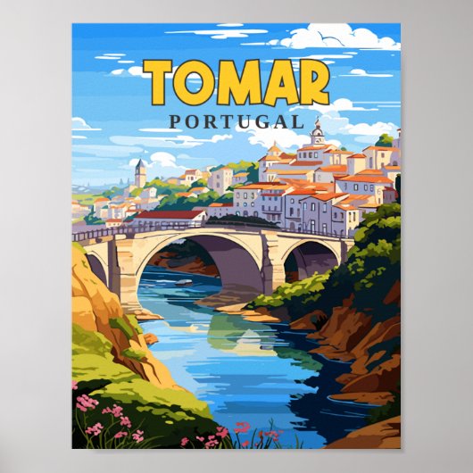 Tomar Portugal Vintage Reise Illustration Poster (Vorne)