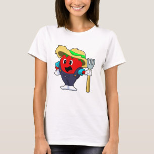 Tomate als Bauer mit Rake T-Shirt