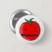 Tomate aus niedlichem Cartoon mit Text Button (Vorne & Hinten)