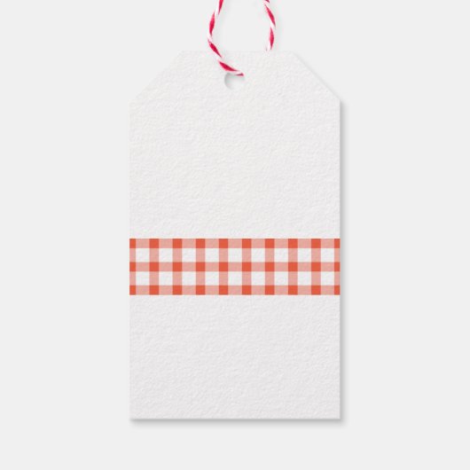 Tomate Chutney, hausgemacht mit karierten Mustern Geschenkanhänger (Rückseite)