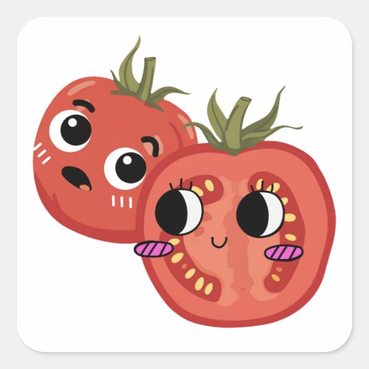 Tomate in Ehrfurcht Quadratischer Aufkleber (Vorderseite)