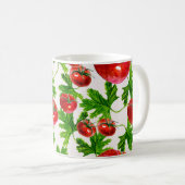 Tomate mit Blätter Muster Kaffeetasse (VorderseiteRechts)
