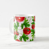 Tomate mit Blätter Muster Kaffeetasse (Vorderseite Links)