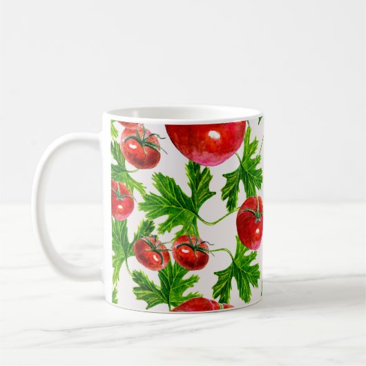 Tomate mit Blätter Muster Kaffeetasse (Links)