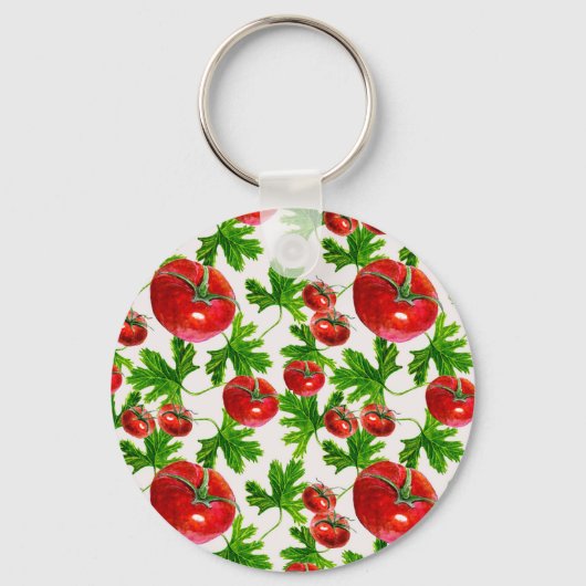 Tomate mit Blätter Muster Schlüsselanhänger (Vorderseite)