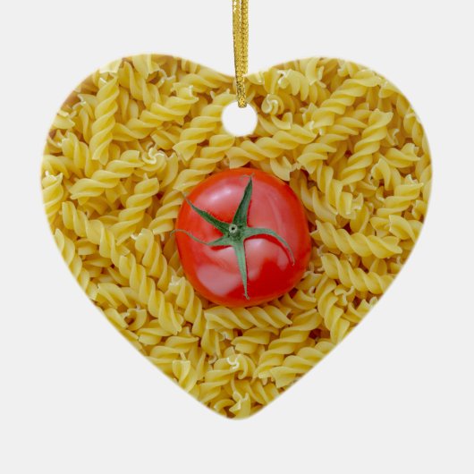 Tomate mit Fusilli-Pasta Keramikornament (Vorne)