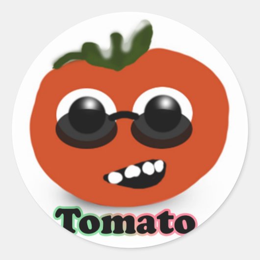 Tomate mit Sonnenbrille Runder Aufkleber (Vorderseite)
