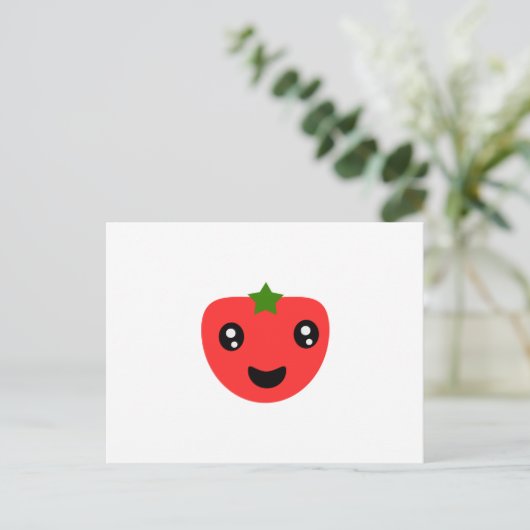 Tomate niedlich und glücklich postkarte (Stehend Vorderseite)