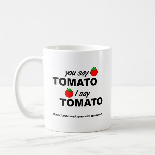 Tomate-Tomate-lustige Tasse (Links)