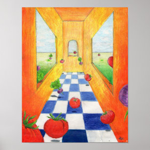 Tomate-und Rettich-Küchen-Druck-Salat-Party! Poster