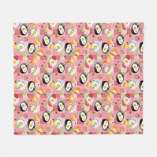 Tomate-und Spiegelei-Muster Fleecedecke (Vorderseite (Horizontal))