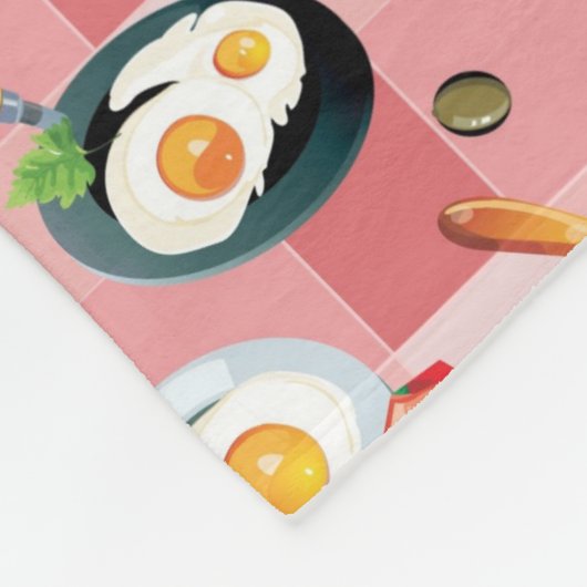 Tomate-und Spiegelei-Muster Fleecedecke (Ecke)