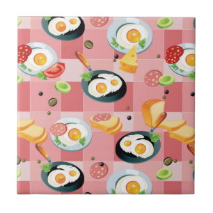 Tomate-und Spiegelei-Muster Fliese