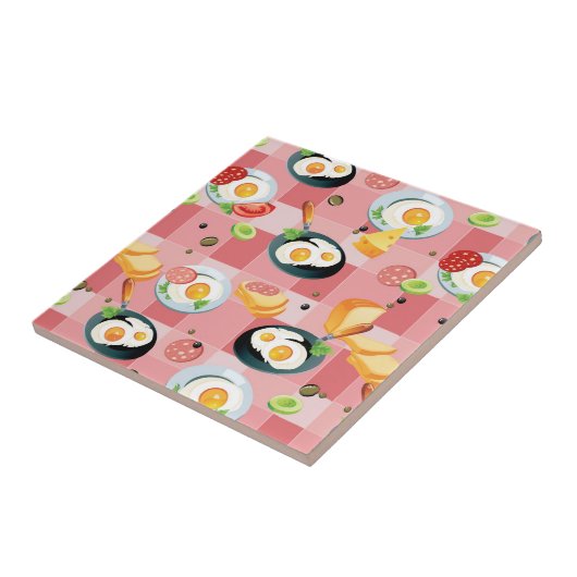 Tomate-und Spiegelei-Muster Fliese (Seite)