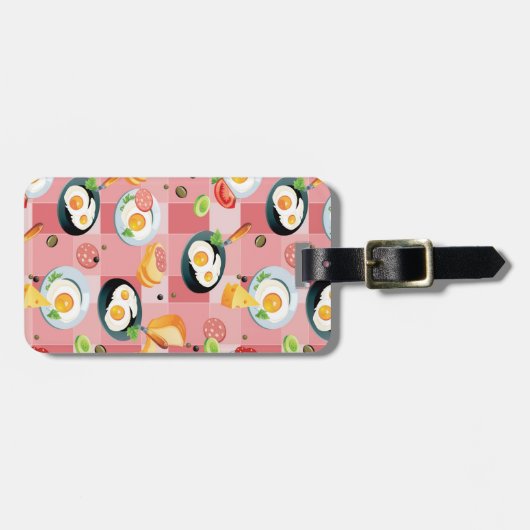 Tomate-und Spiegelei-Muster Gepäckanhänger (Vorderseite horizontal)
