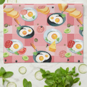 Tomate-und Spiegelei-Muster Geschirrtuch (Gefaltet)