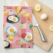 Tomate-und Spiegelei-Muster Geschirrtuch (Viertel Falte)
