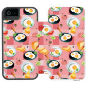 Tomate-und Spiegelei-Muster Incipio iPhone Geldbeutel-Hülle (Folio Geöffnet)