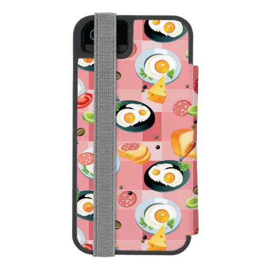 Tomate-und Spiegelei-Muster Incipio iPhone Geldbeutel-Hülle (Folio Rückseite)