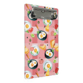 Tomate-und Spiegelei-Muster Mini Klemmbrett (Schrägansicht)