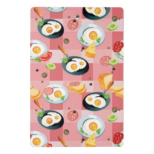 Tomate-und Spiegelei-Muster Mini Klemmbrett (Rückseite)