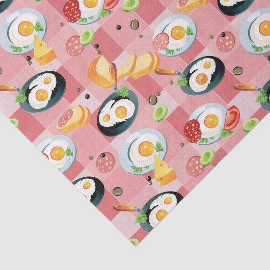 Tomate-und Spiegelei-Muster Seidenpapier (Ausschnitt)