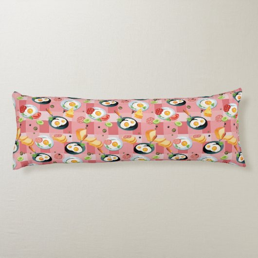 Tomate-und Spiegelei-Muster Seitenschläferkissen (Rückseite)