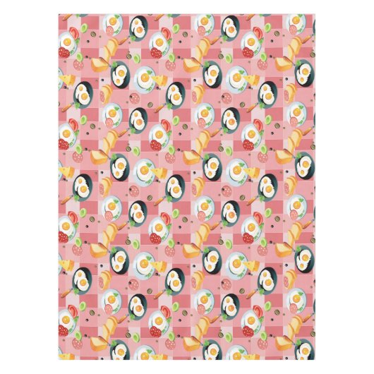 Tomate-und Spiegelei-Muster Tischdecke (Vorderseite)